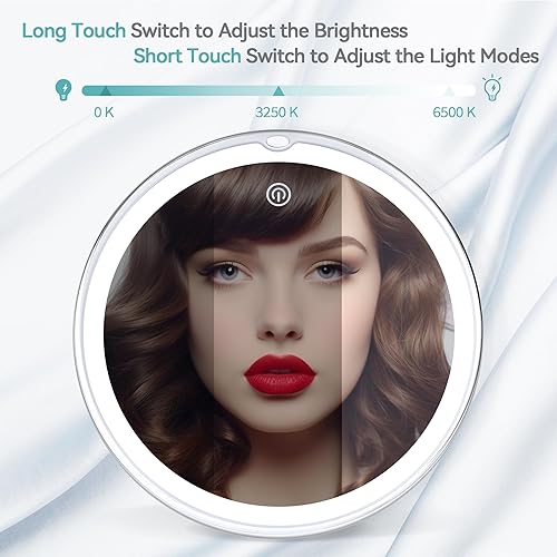 Miniatura 3 de B Beauty Planet Espejo de aumento recargable con luz, espejo de maquillaje iluminado 20X, espejo de maquillaje de aumento de 3 colores con 34 luces