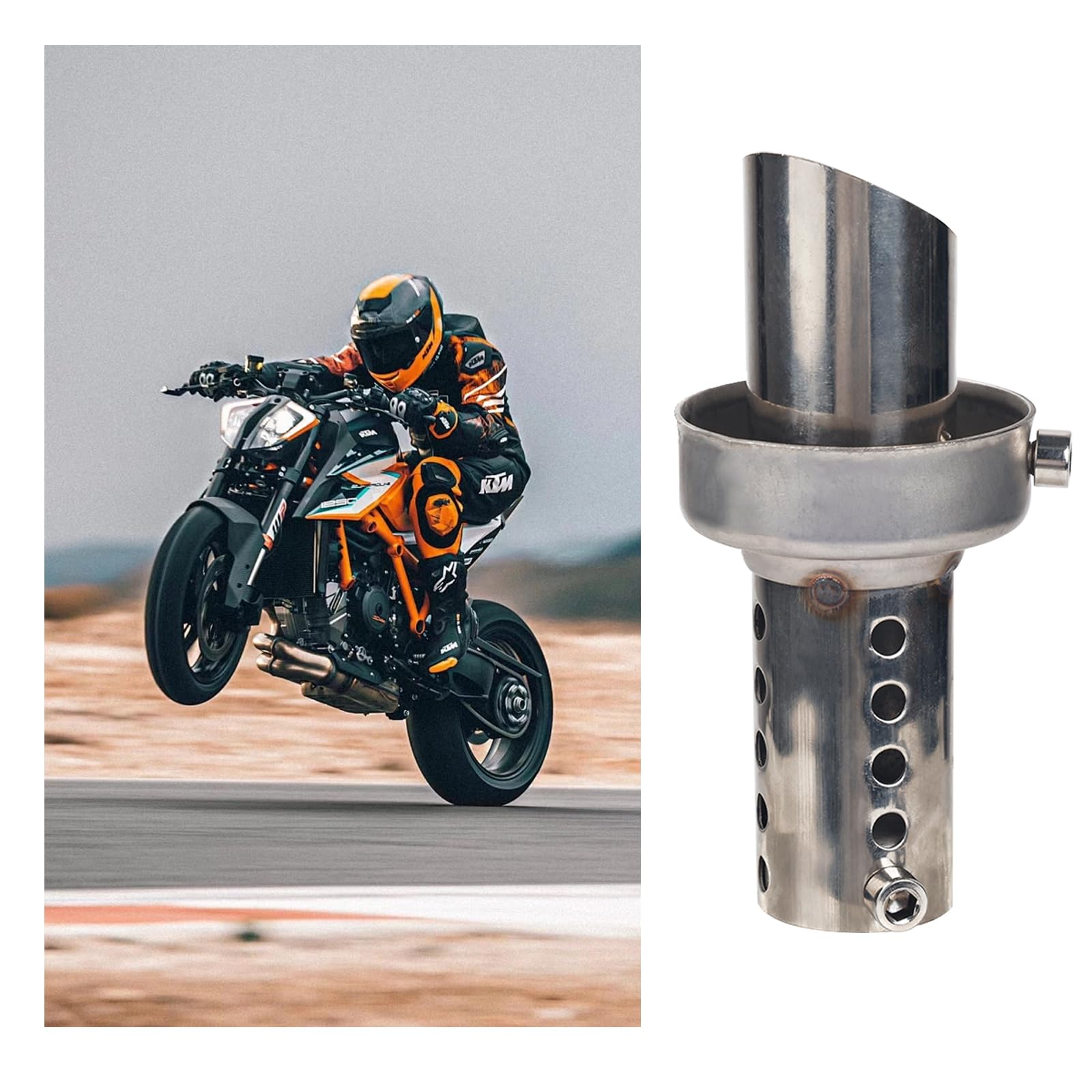 Larcele Endschalldämpfer für Motorrad, 48 mm, verstellbar und zerlegbar, universell, geneigter Endschalldämpfer XSQ-01
