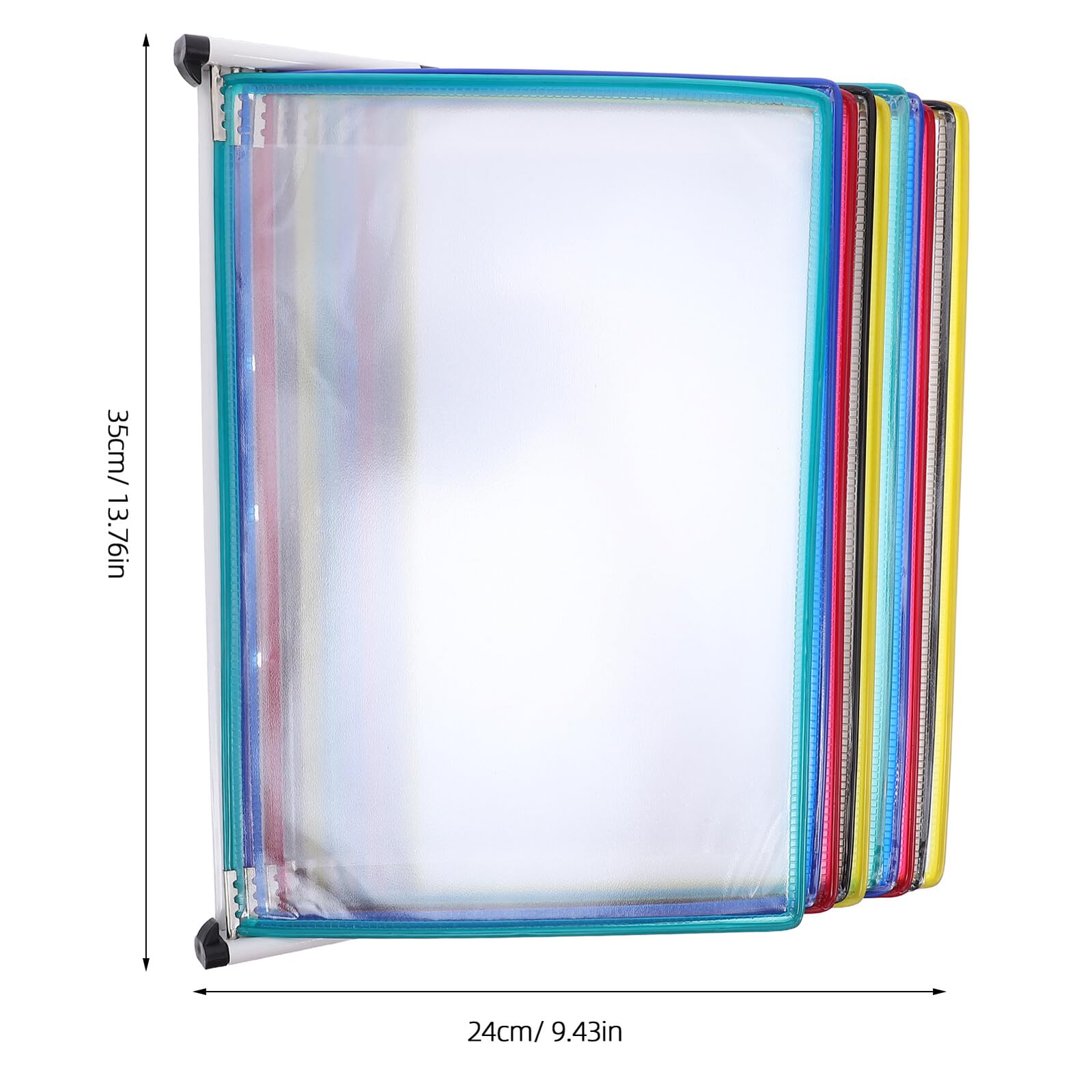 Wand Aktenorganizer aus Eisen mit 10 Transparenten PVC Fächern für A4 Dokumente Hängender Prospekthalter und Zeitschriftenständer für Büro Schule und Klinik