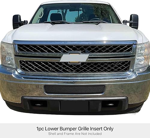 Miniatura 9 de APS Compatible con Chevy Silverado 2500HD 3500HD 2011-2014 Parachoques inferior de acero inoxidable cromado malla inserto C76832T