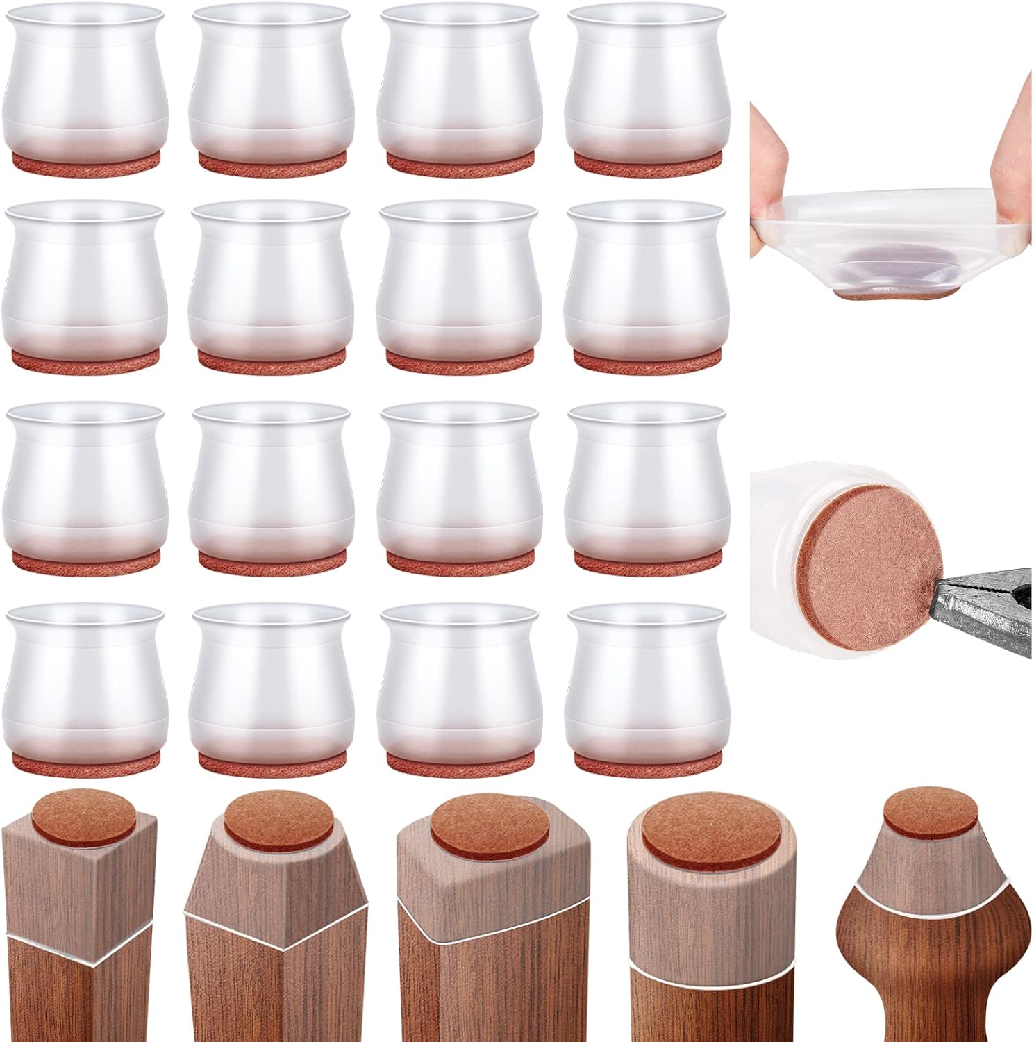 Silicone Chair Leg Floor Protectors,16pcs Floor Protectors for Chairs
