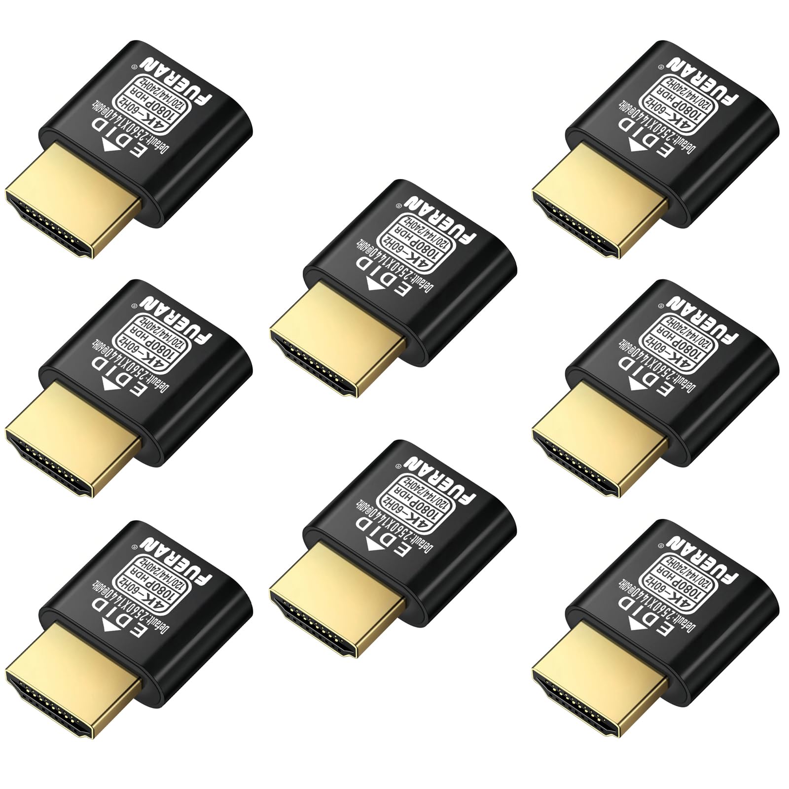 HDMI Dummy Plug 4K HDR,4K@60Hz、1440P@120/144Hz、1080P@120/144/240Hzedid Emulator Virtual Display Adapter,hdmi Headless Adapter(NEW-4K(default1440P) 8P)