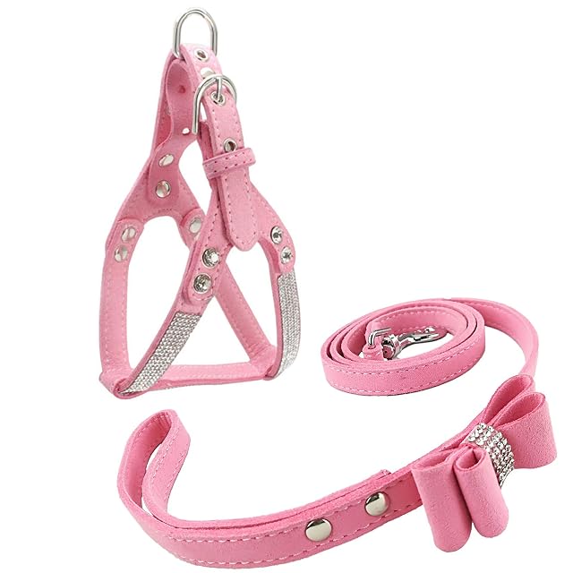 Newtensina Moda Perro arnes con Diamante y Correa Bling Linda Perro arnes Cachorros arnes con Pajarita Correa…