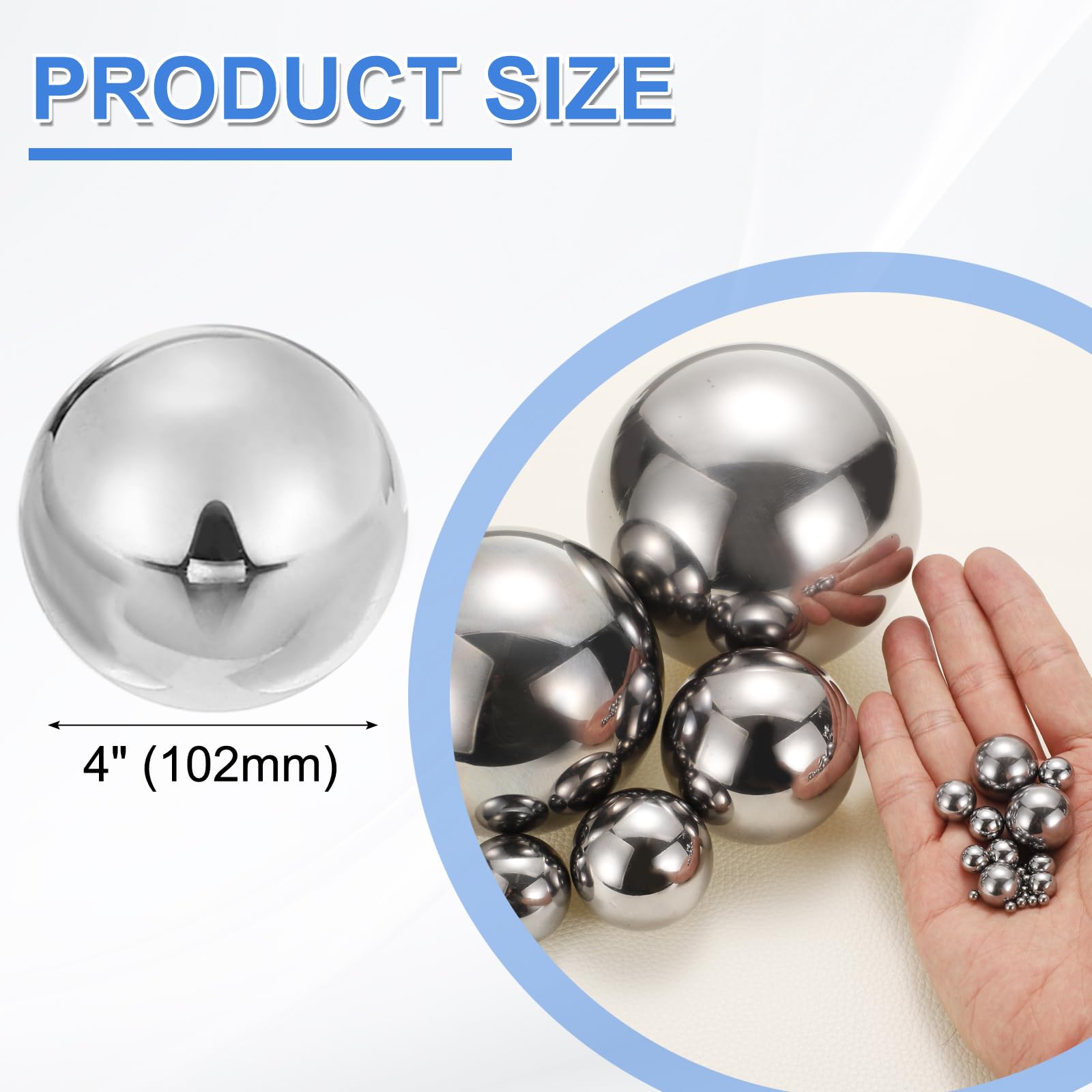 QUARKZMAN Bolas De Precisión 4" (101.6mm) Diámetro G100 Bolas De Rodamiento De Acero Cromado Sólido Para Cojinetes De Bolas, Maquinaria, Automoción Y Bricolaje