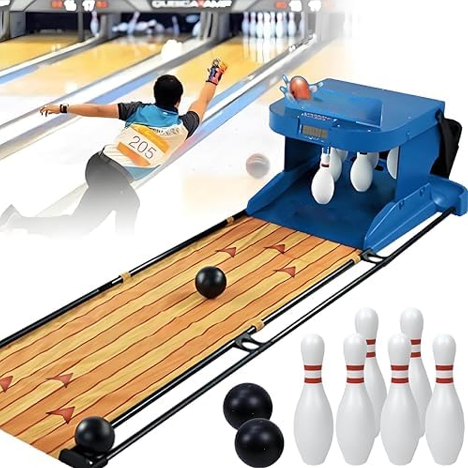 Console Elettronica da Bowling per Interni con Tabellone Segnapunti A LED, Azzeramento Automatico E Illuminazione, Divertimento per Bambini E Adulti, 3,5 M/11 Piedi - Lesperienza di Bowling