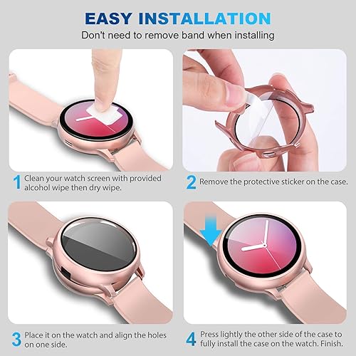 Miniatura 7 de Tensea - 2 fundas protectoras compatibles con pantalla Samsung Galaxy Watch Active 2, 44 mm, 40 mm, protectora de TPU suave, cubierta completa para