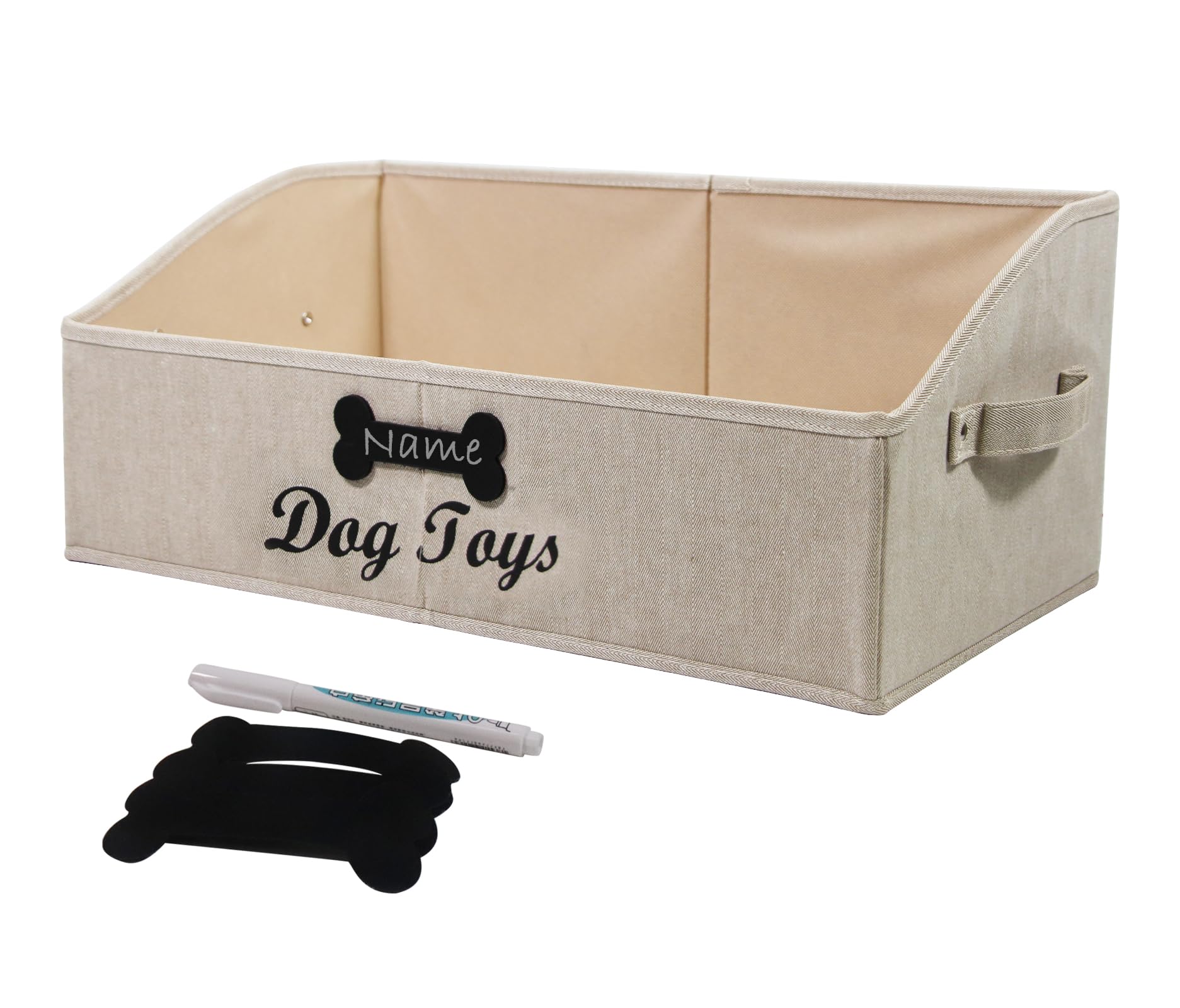 Geyecete Grandi Cestino Giochi Cane,Pieghevole Scatola giocattolo per cani, Tessuto Trapezio per cani,Organizzatore di giocattoli per Cani-Striscia kaki