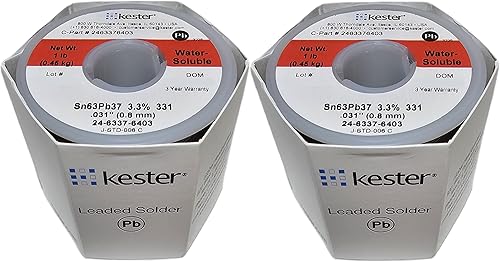 Kester 331 - Soldadura de núcleo orgánico 63/37 .031, carrete de 1 libra por NTE Electronics (2)