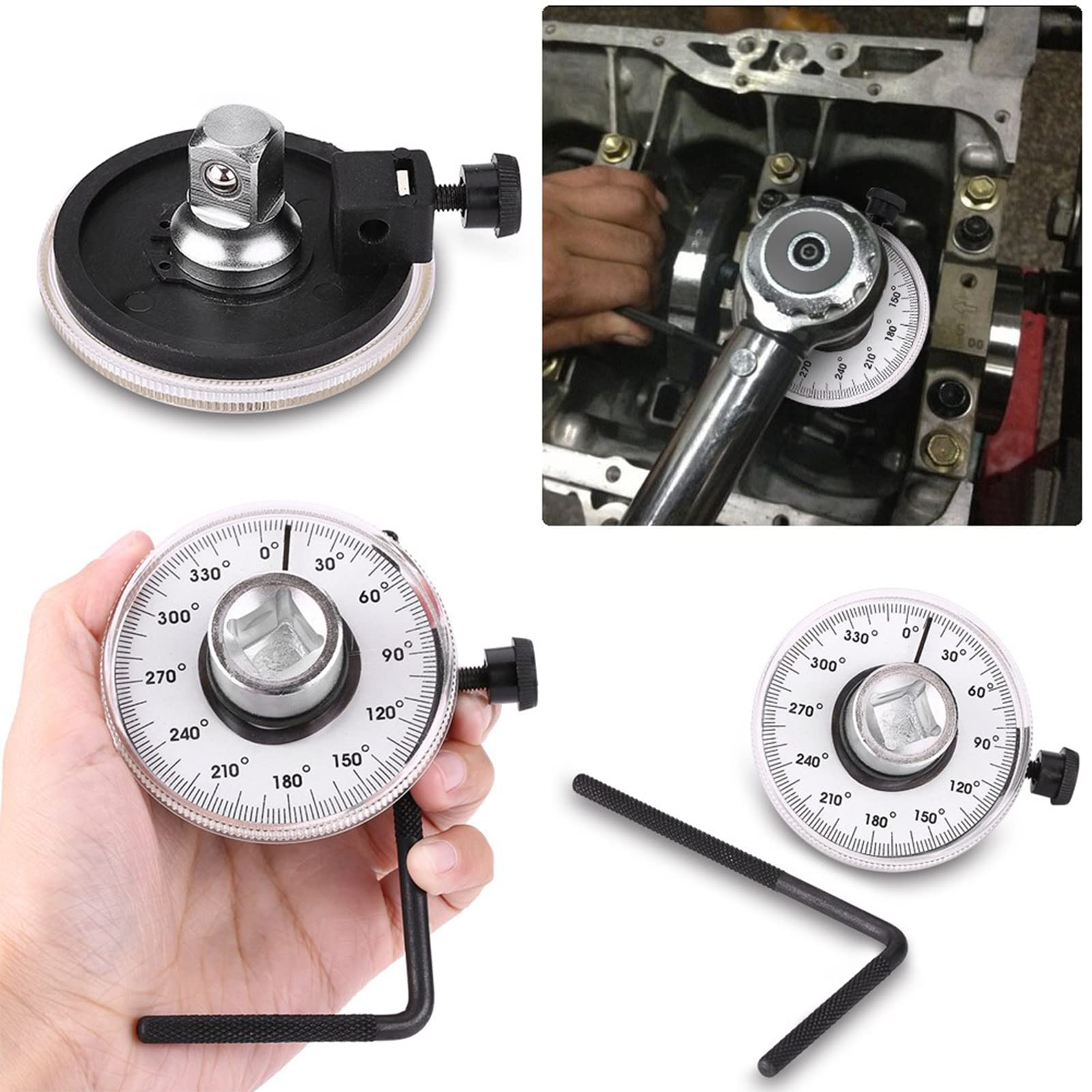Goniometro Chiave Dinamometrica, Calibro Angolare di Coppia Calibri Angolari Torsione Regolabile 360 Gradi 1/2 Pollici Angolare per Auto Car Torque Strumento Misurazione Angolo Serraggio Controllato
