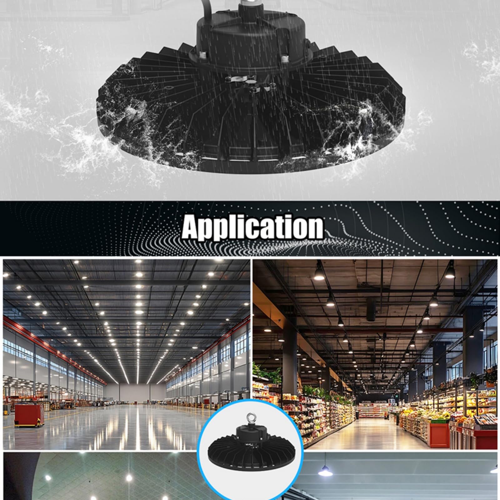 LED High Bay Light 200W z trybem czujnika ruchu, światło dzienne 6000K, wodoodporność IP65, UFO Magazyn komercyjny Warsztat Fabryka Stodoła Garaż Oprawa oświetleniowa Lowbay Area