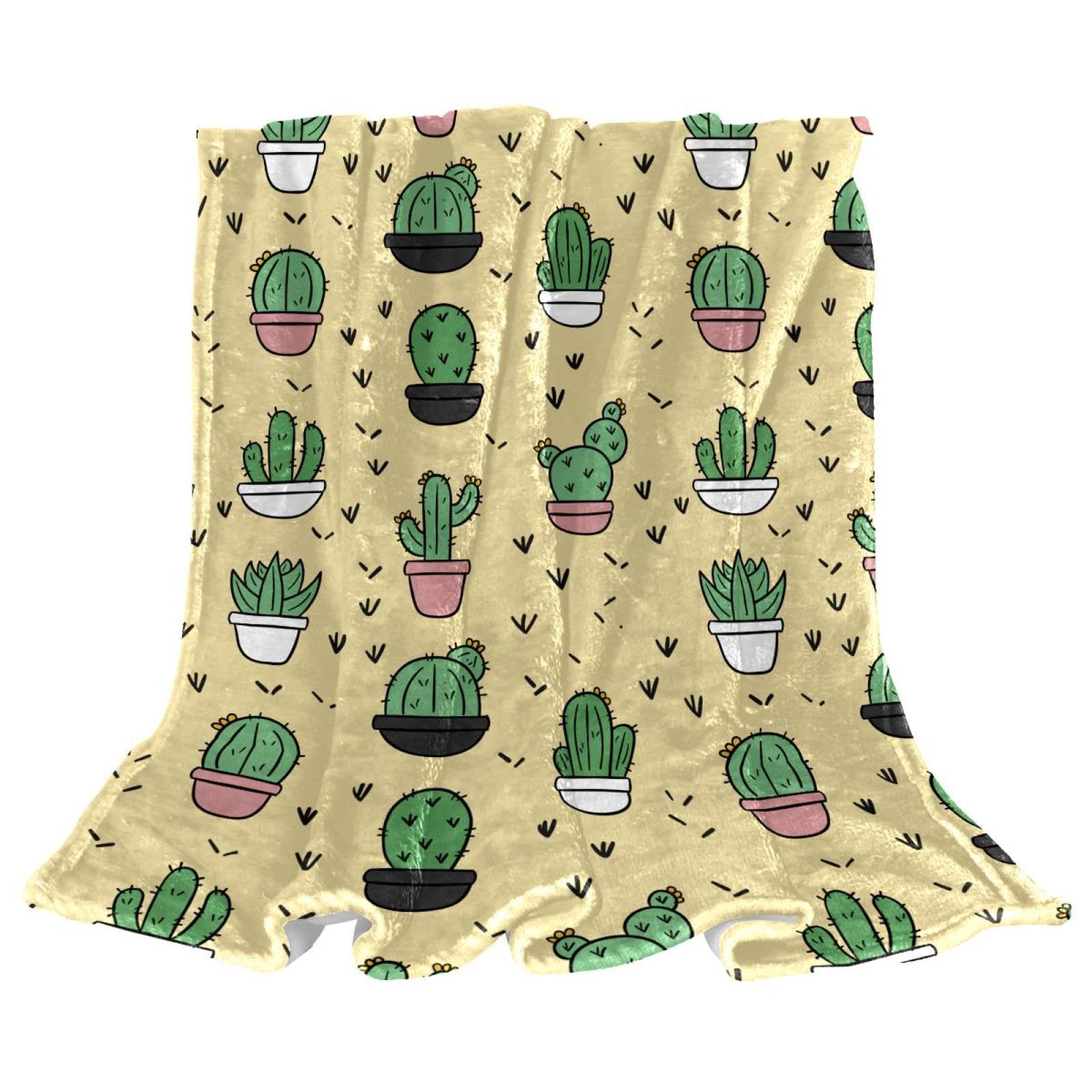Plaid Polaire Doux Cactus pour Réchauffer vos Soirées d'Hiver sans Chauffage