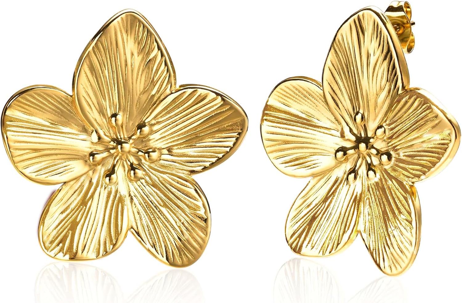 Womens 14K Gold Plated Large Hypoallergenic Stud Earrings Gift