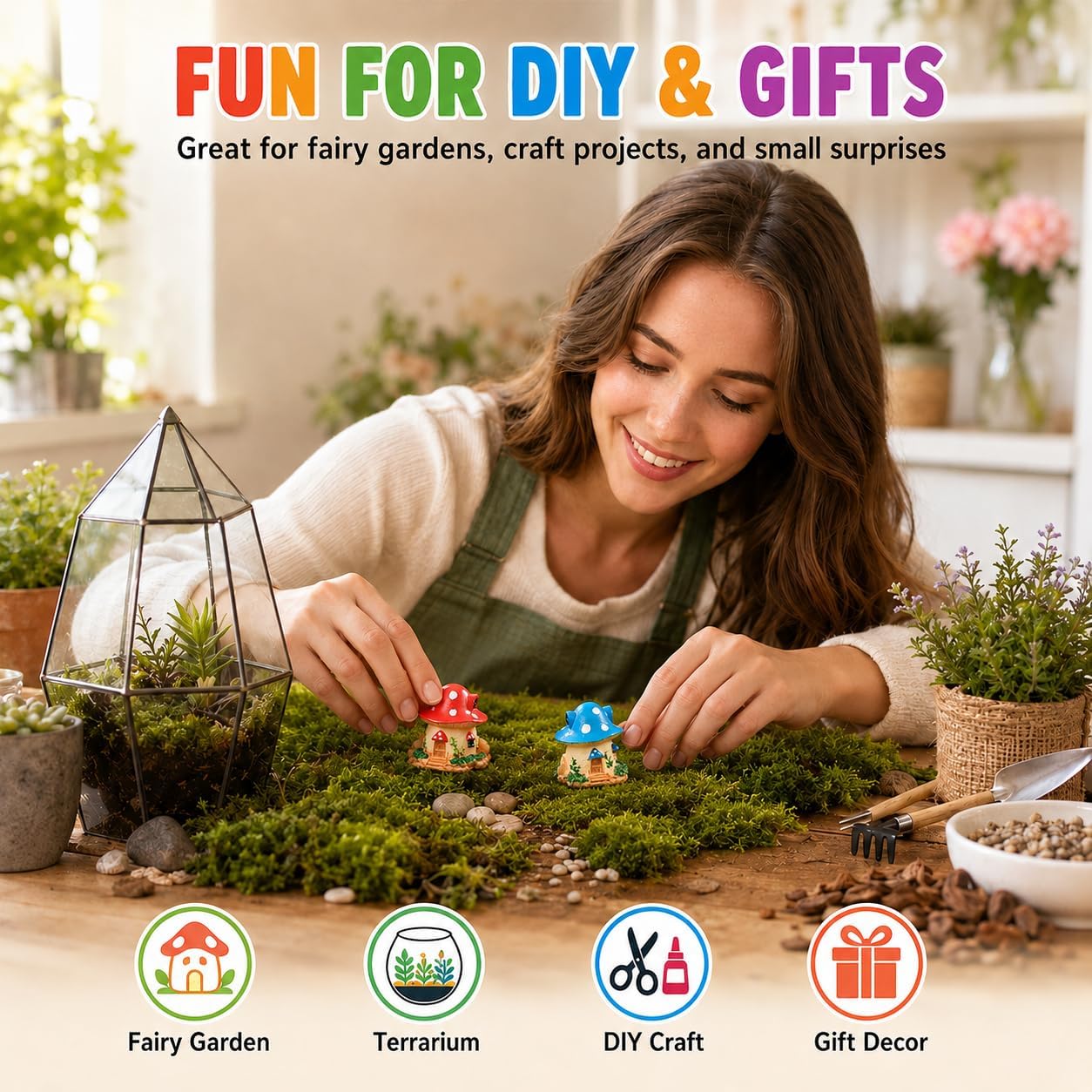 Mini Resin Mushroom House Figurinesfor Fairy Garden Accessories