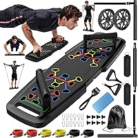MQRW Push Up Board Home Gym: Foldable Portable Workout with 20 Accessories, Resistance Bands & Ab Roller Wheel for Full Body Training