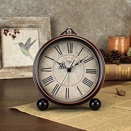 Reloj despertador retro vintage, funciona con pilas, segundo movimiento de barrido silencioso, material de metal y vidrio HD, no hace tictac para