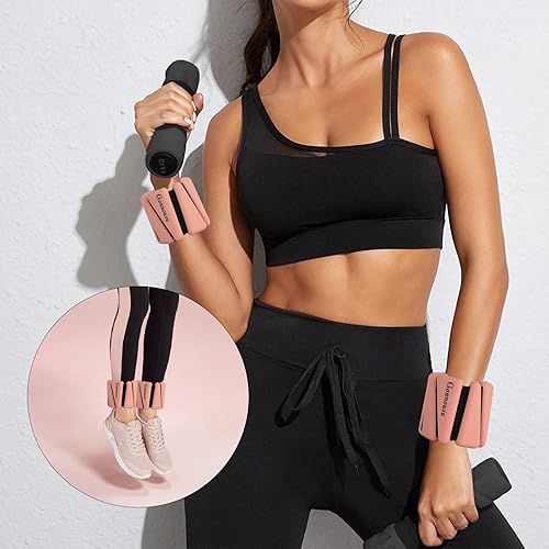 Miniatura 5 de Pesas de muñeca ajustables para mujeres y hombres, juego de 2 pesas de tobillo, (1 libra cada una) para entrenamiento mejorado, perfectas para yoga,