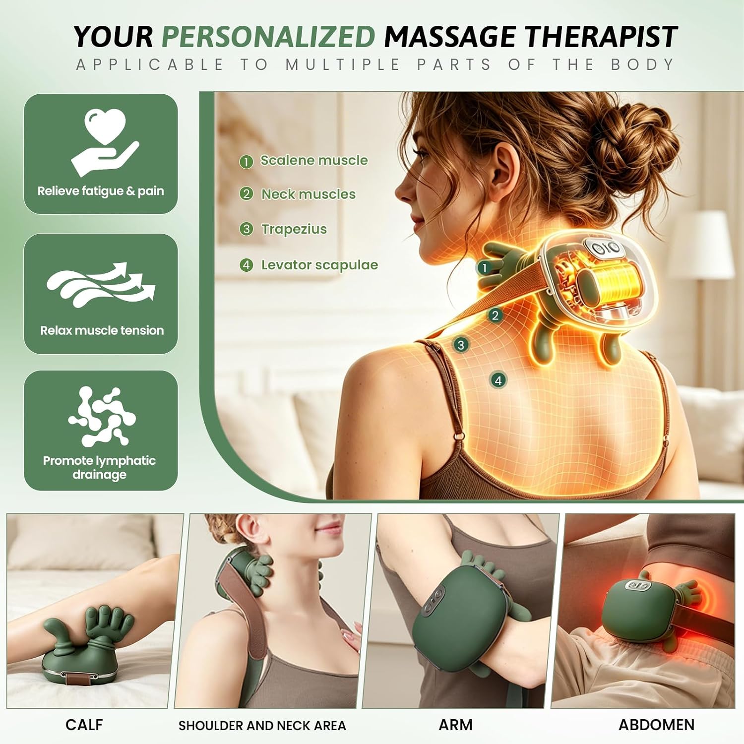 2026 Upgrade 4D Neck and Shoulder Massager with Heat,Neck Massager for Pain Relief Deep Tissue,Simulates Deep Tissue Massage of Human Hand,Relax Muscle Tension,Ideal Gift