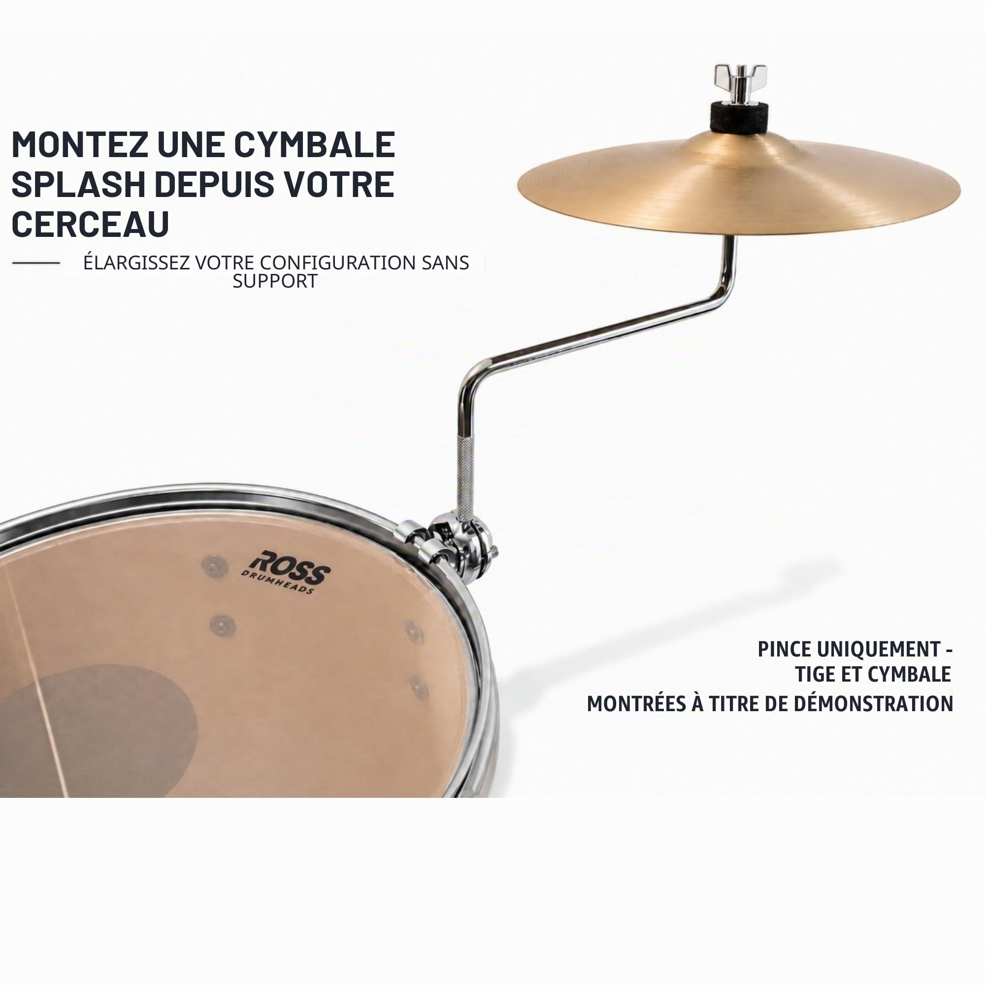 Support de fixation, pince de cerceau de caisse claire pour Cowbell, jam block, tambourine, splash, cymbale
