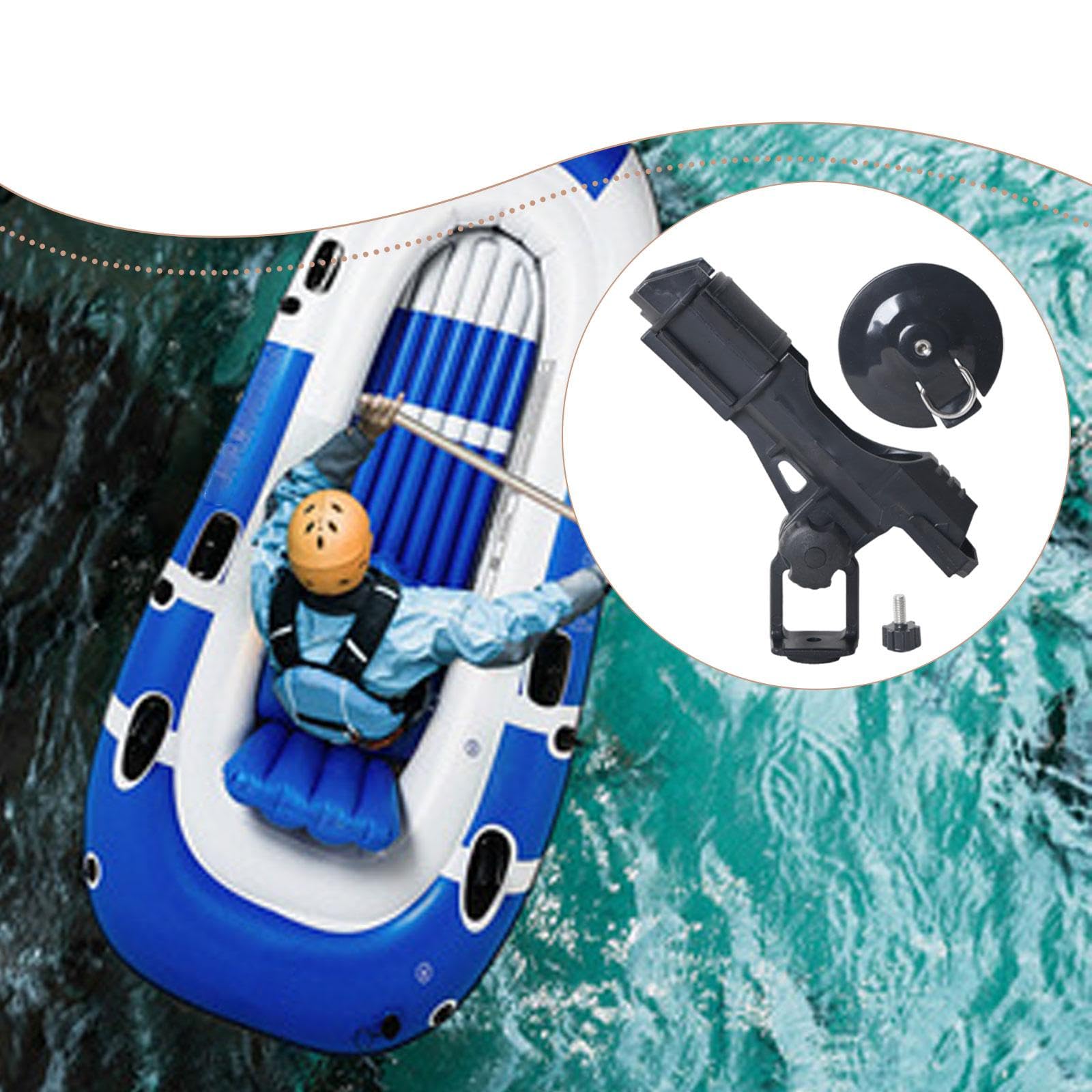 perfk Portacanna da Pesca per Barca Gonfiabile, Supporto per Canna da Pesca Facile da installare e Portatile, Accessori robusti per Kayak, Base Nera