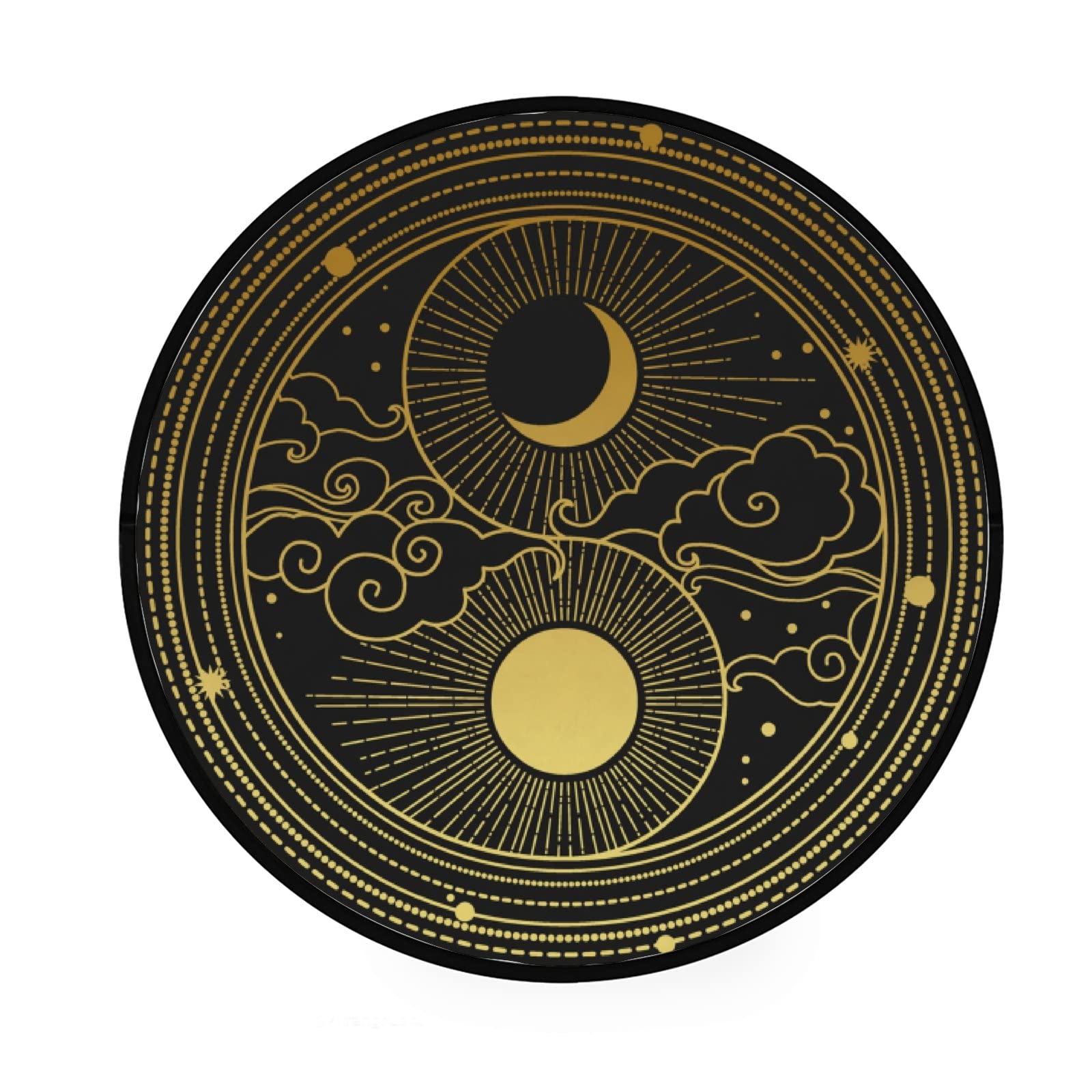 Tapis rond rampant soleil et étoiles pour créer un coin éveil au salon