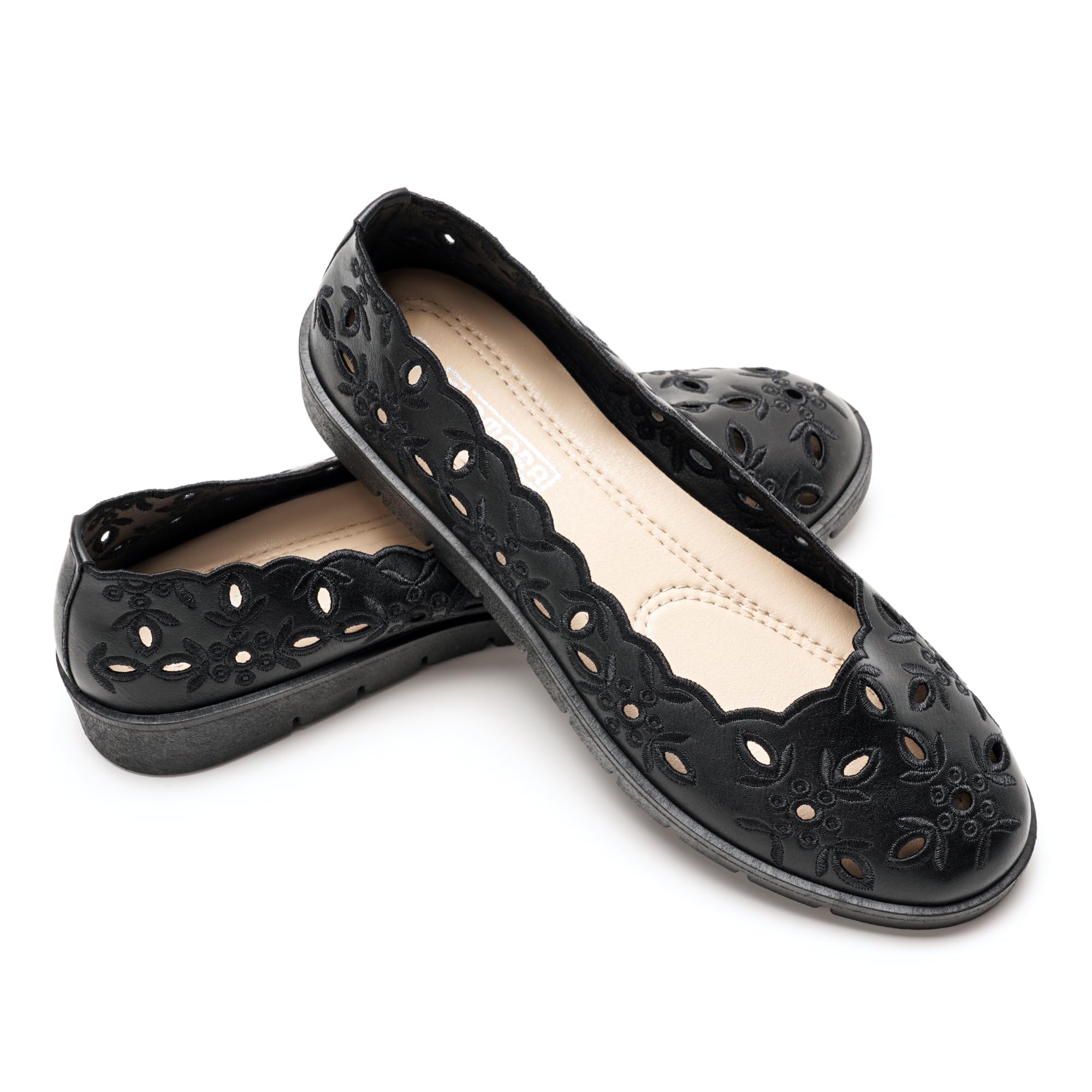 Mocassino Merceditas Ballerina Donna - Scarpa piatta estiva con pizzo traforato, suola morbida e confortevole, stile casual elegante