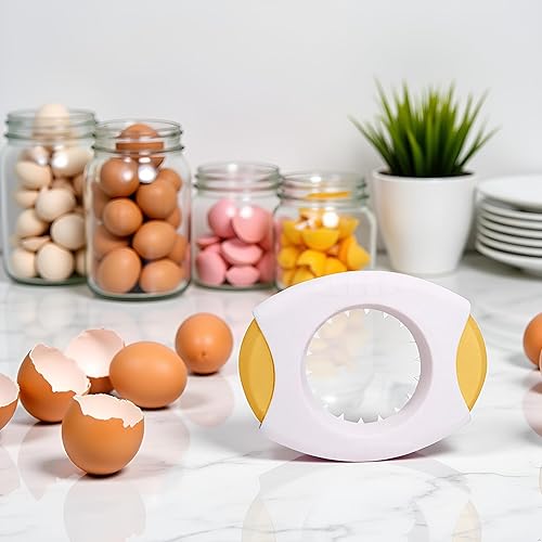 Miniatura 4 de Abridor de cáscara de huevo amarillo, cortador de huevos, separador de galletas de huevo para cortar rápidamente la parte superior de huevos,