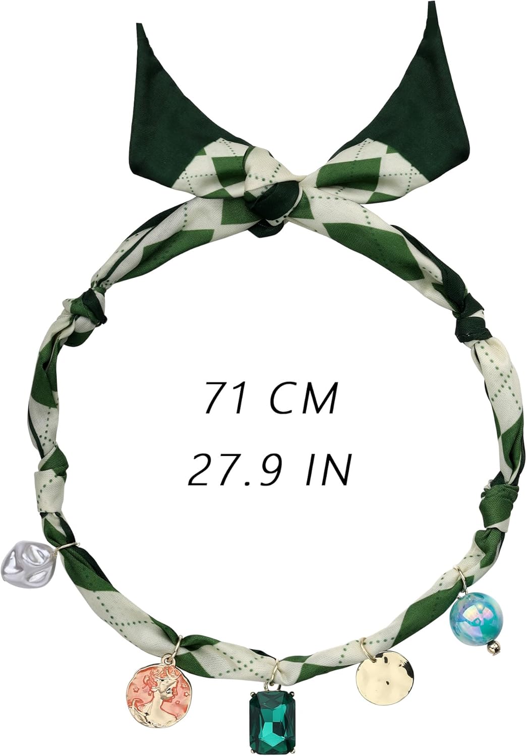 Manfnee Scarf Necklaces with Charm,Silk Scarf Bandana Necklace Boho Fabric Choker Necklace for Women - Image 4