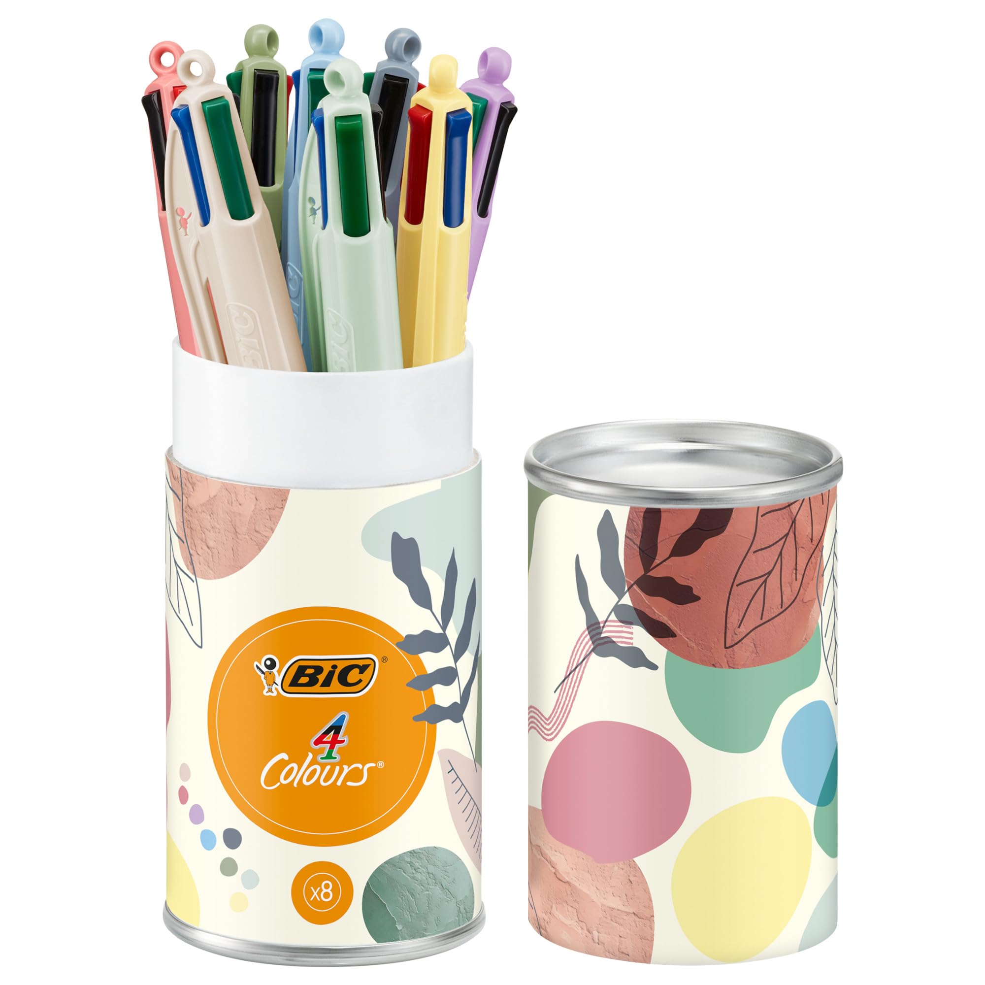 BIC 4 Colors Mineral Tones and Pastel Medium Point Pens (1.0mm) - Assorted Mineral Body and Pastel Colors, Pack of 8
