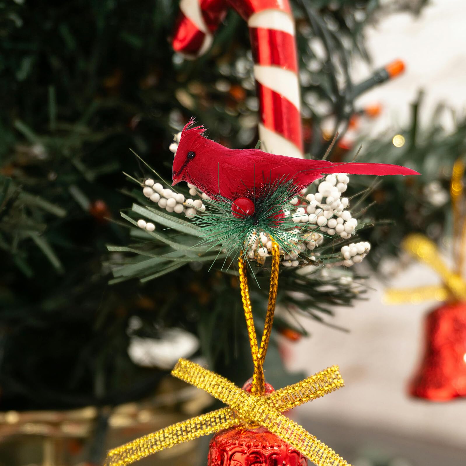 10pezzi Decorazioni per Albero di Natale con Uccellini Cardinali Rossi Clip Piccoli Ornamenti in Schiuma per Casa Uccelli Artificiali Realistici per Decorazioni Natalizie