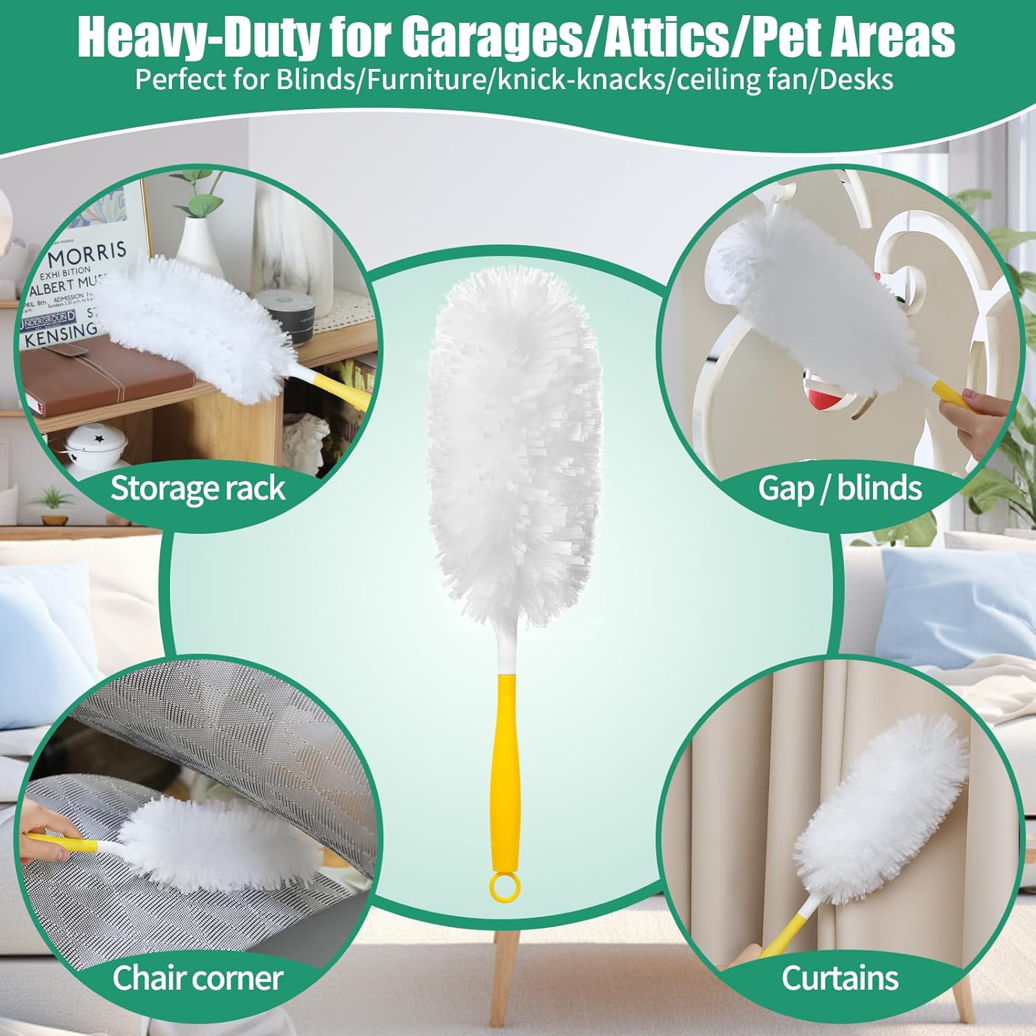 60 Count Electrostatic Duster Refills Compatible with Swiffer Duster, Multi-Surface Dusting Refills, Microfibre Feather Dusters for Cleaning, Unscented