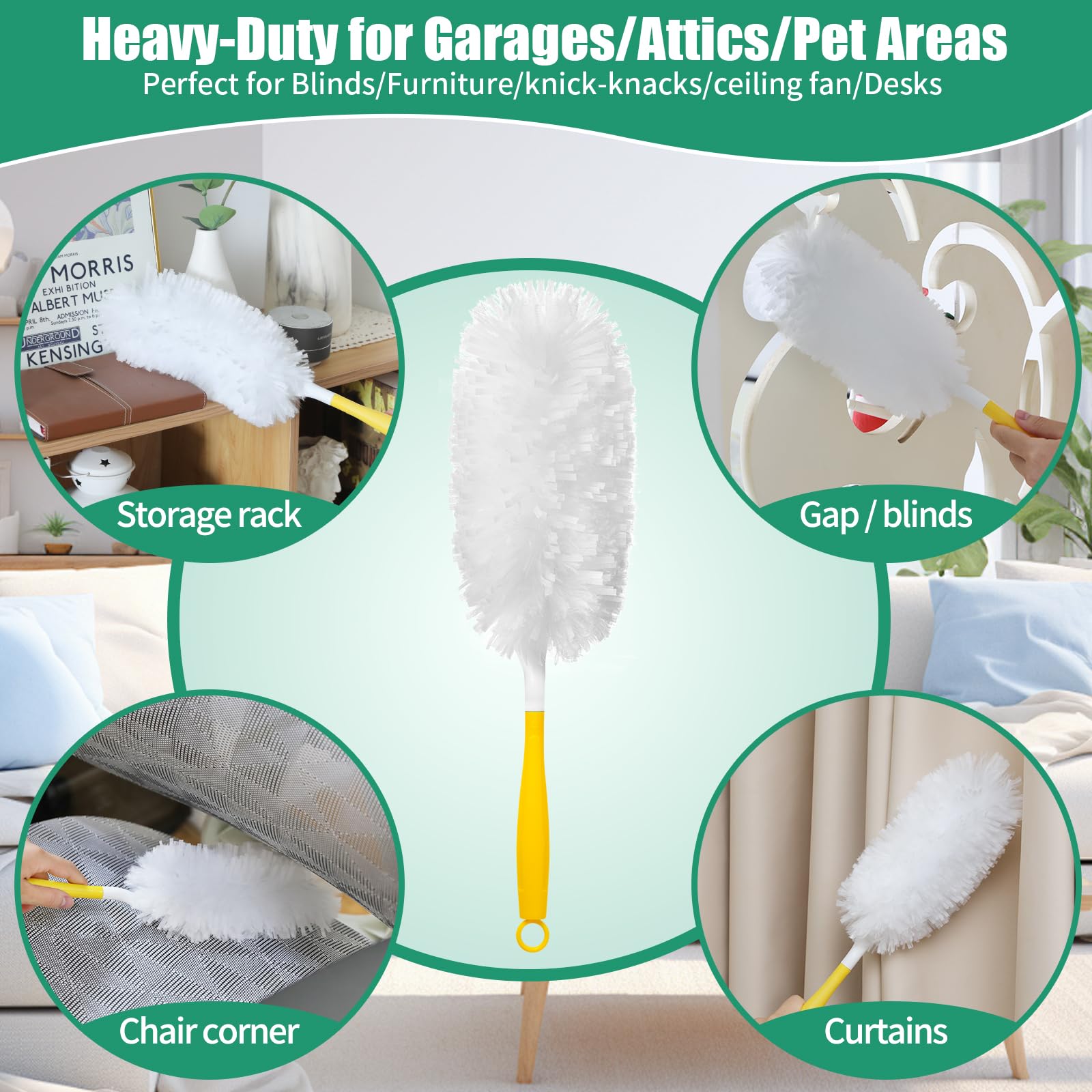30 ricariche elettrostatiche compatibili con Swiffer Duster, ricariche per spolverare multi-superficie, spolverino in microfibra per la pulizia, bianco non profumato