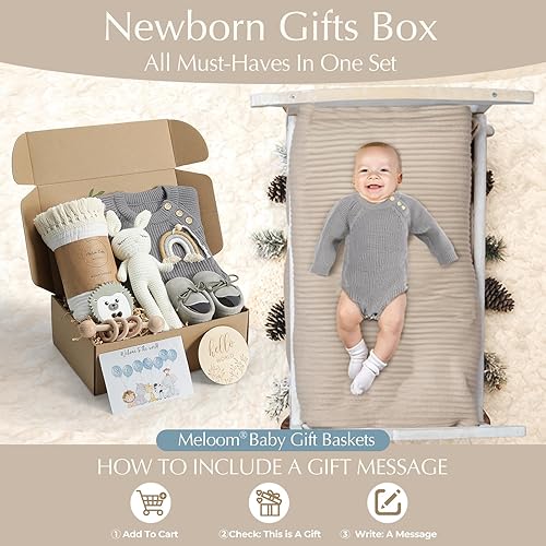 Miniatura 5 de meloom Set de regalo para bebé, caja de regalo para recién nacido, boho, género neutro, unisex, artículos esenciales para bebés, regalos de baby