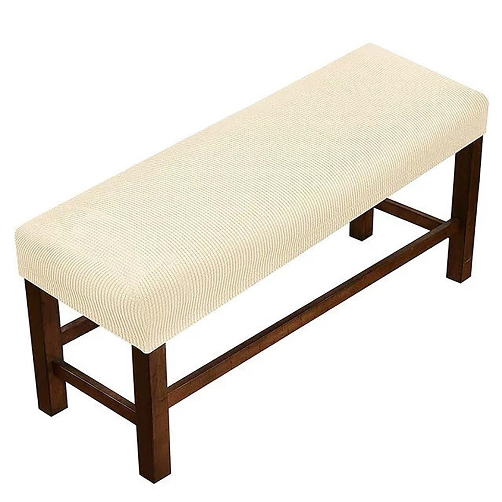 MSNCS Stretch Dining Bench Cover, Removable Bench Slipcover Washable Bench Seat Protector Rectangle Bench Cover for Dining Room, Living Room, Bedroom, Kitchen(Beige,90-120cm)