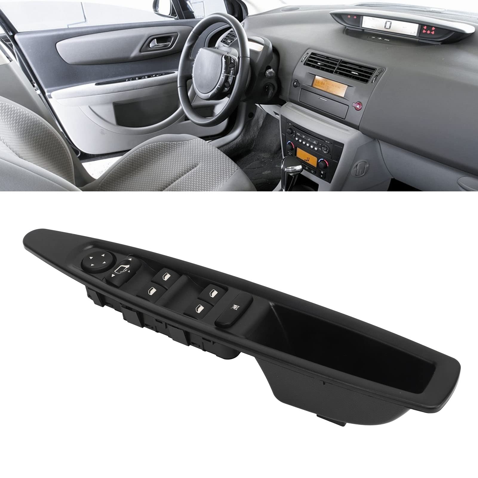VOBOR Interrupteur de fenêtre avant gauche côté conducteur 6554HA Master Power Remplacement pour Citroën C4 2004 à 2010