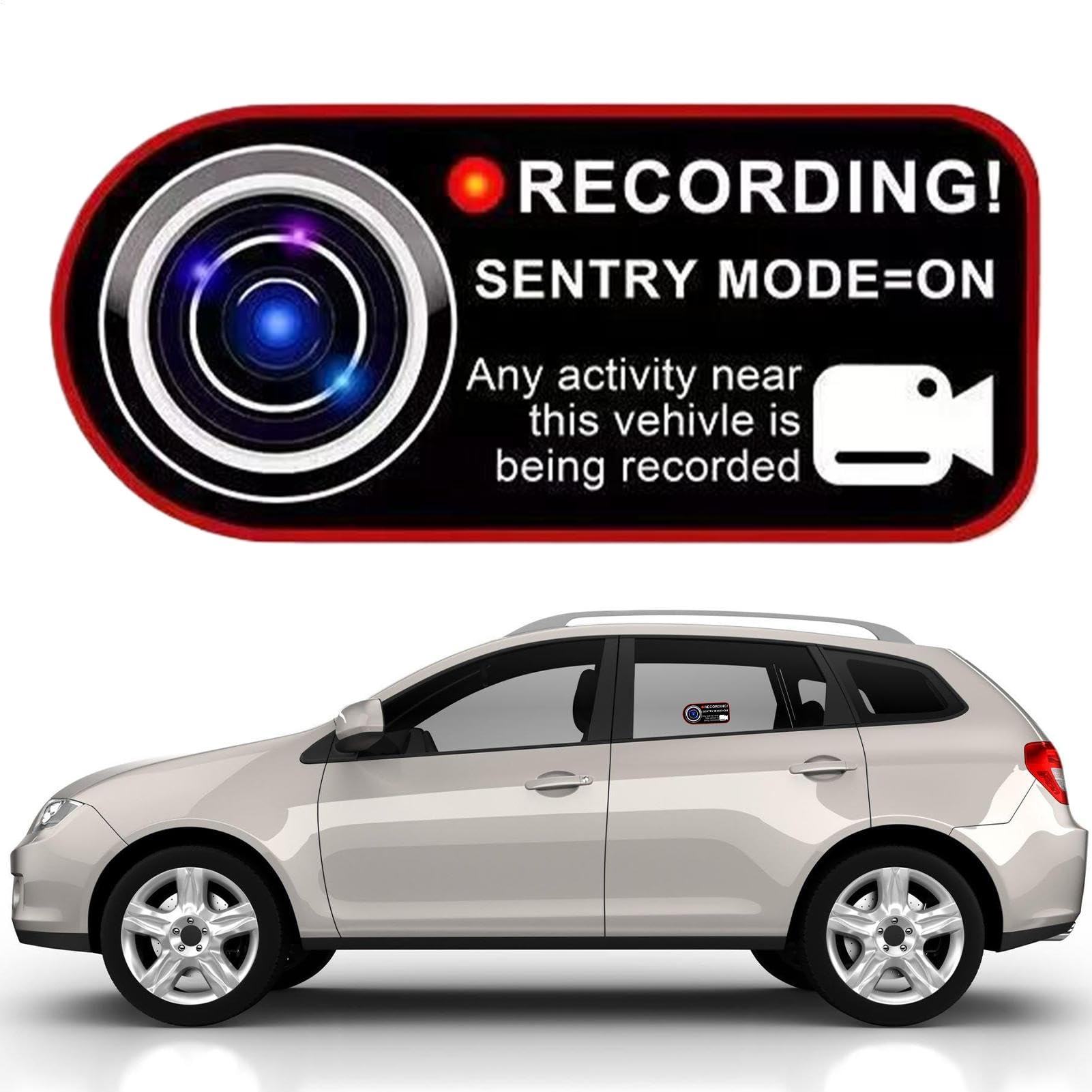 Car Camera Decal: Car Surveillance Warning Sticker, Security Camera Recording Sticker | Vehicle Monitoring Notice, CCTV Cam Dash Video Dec