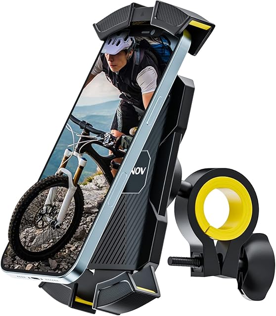 DN DENNOV Motorcycle Phone Holder Bike - Motorbike Phone Mount, Bike Phone Holder with Quick Release Handlebar Clamp for iPhone 14 13 12 11 Pro Max Mini, Xs Max, XR, 8, 7, Samsung, 4.7-6.8 Smartphone