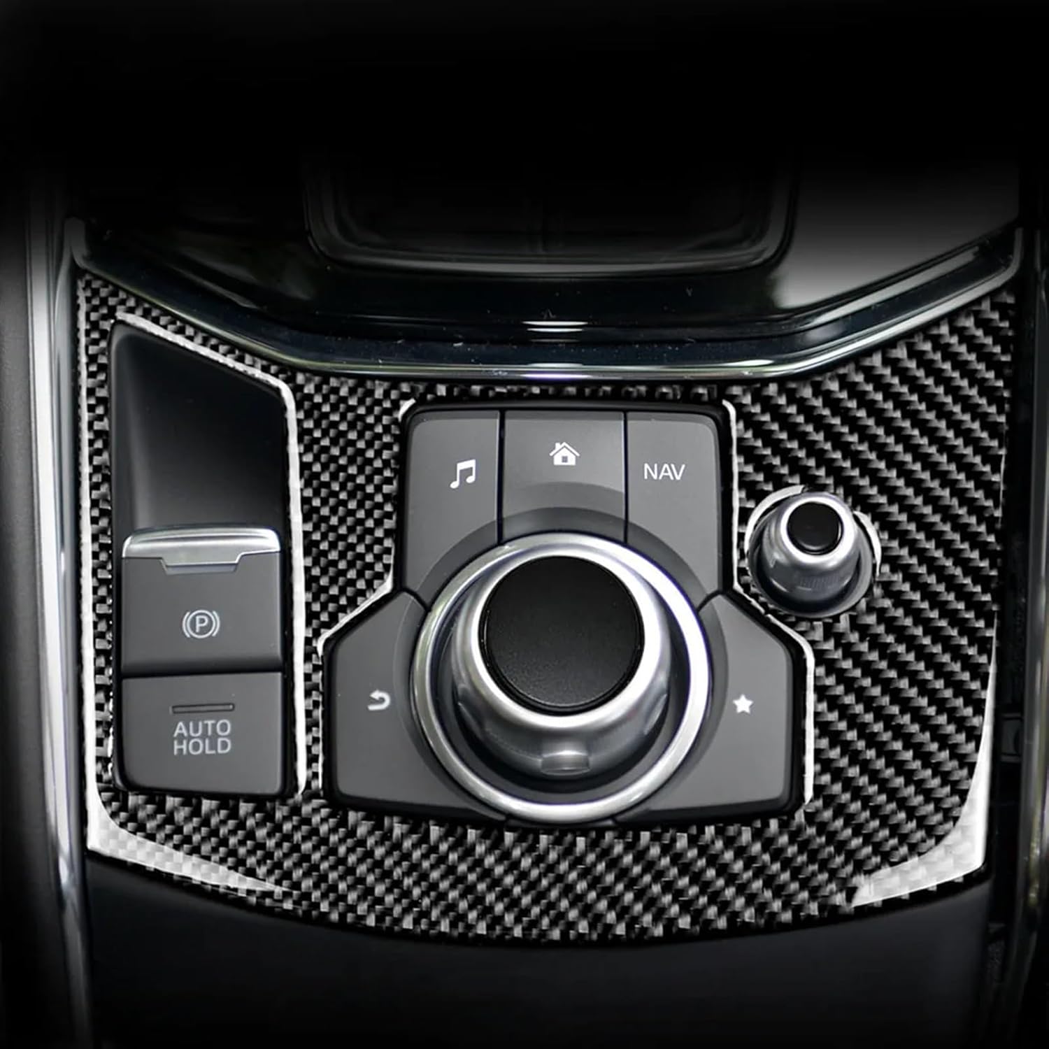 for mazdas CX-5 CX5 2017 2018 Carbon Fiber Interior Electronic Handbrake Knob Button Panel Cover Trim Sticker Car Accessory(Right)