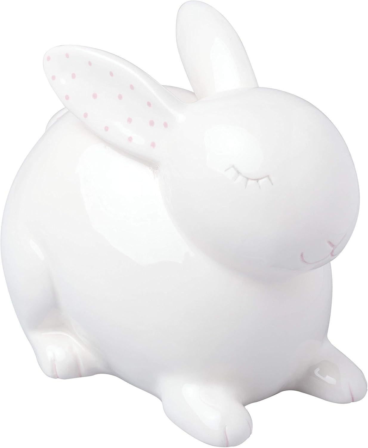 Pearhead Ceramic Bunny Coin Bank, Gender Neutral Nursery Décor, Keepsake, or Savings Toy Bank for Kids, Modern Piggy Bank, White