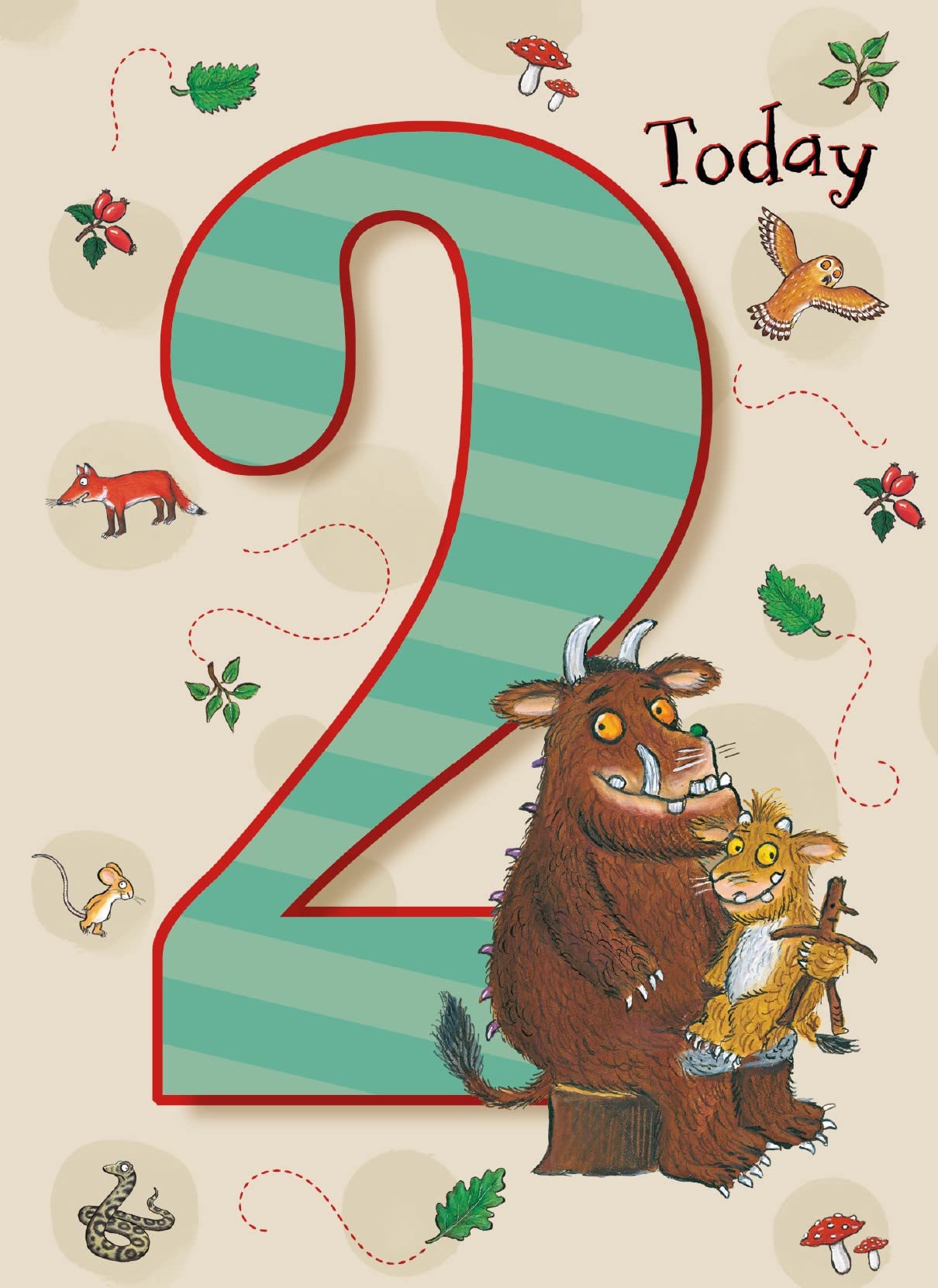 Gruffalo 2nd Birthday Card, Childrens Birthday Card For 2nd Birthday Celebration, Gruffalo Card For Kids, Officially Licensed Birthday Card