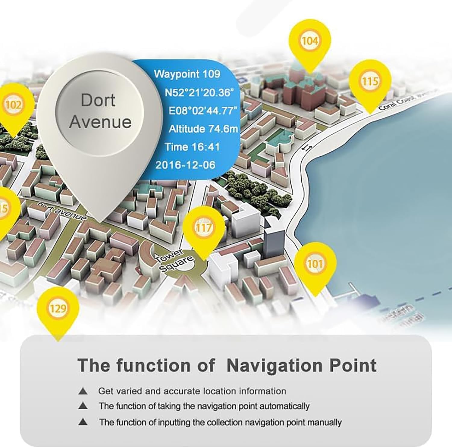 Localizador GPS De Latitud Y Longitud, Equipo De Levantamiento GPS Portátil, Navegación De Posición, Alerta De Desviación, Visualización De Velocidad, Registro De Seguimiento, para Levantam