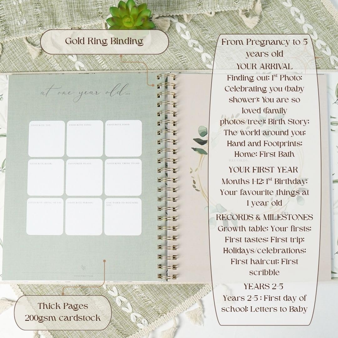 Baby Hand and Footprint Kit Photo Frame With Milestone Journal Scrapbook Keepsake Gift Set - Image 4