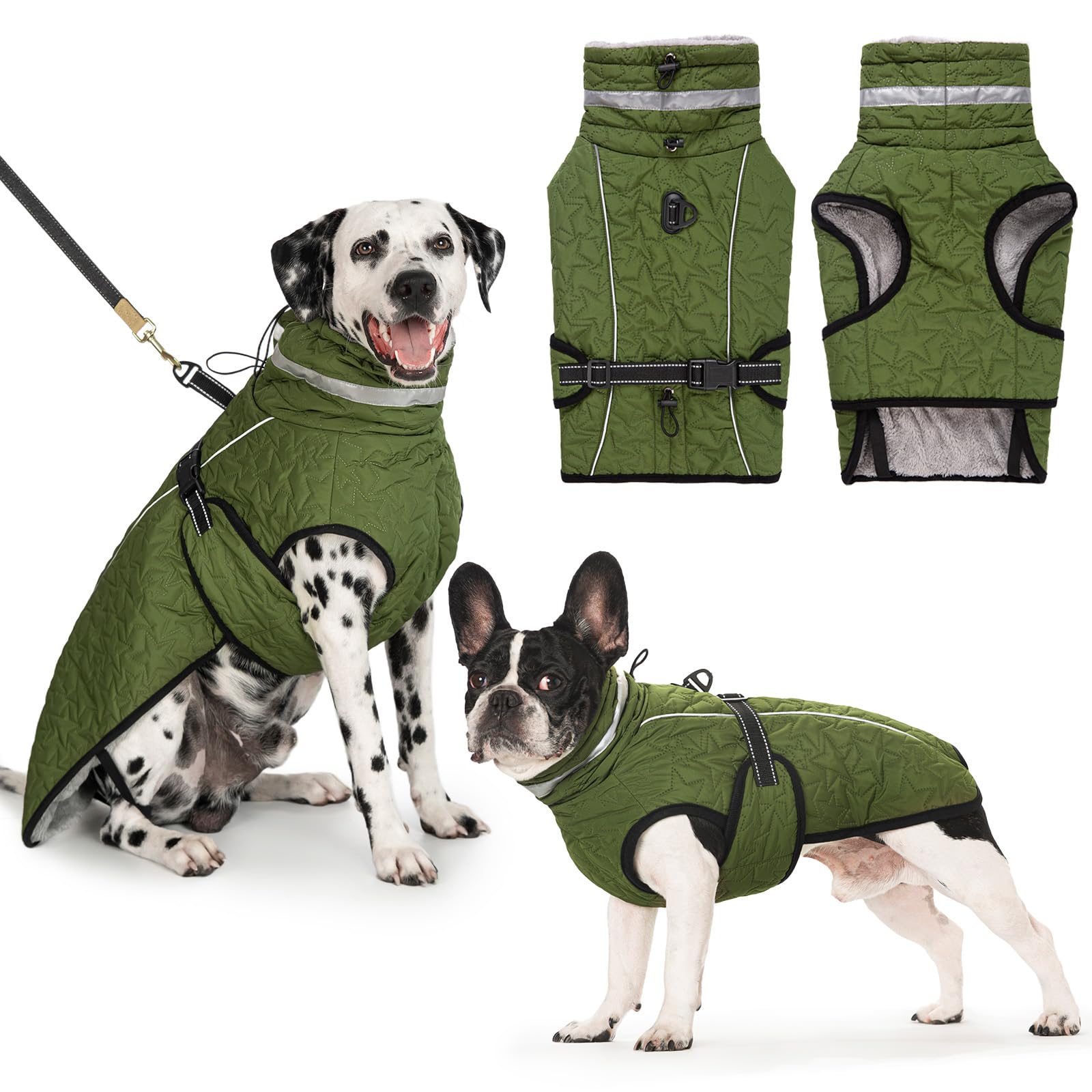 Cyponpy Dog Coats Waterproof Jacket Fleece Lined Dogs Coat with Harness Adjustable Waterproof Dog Coat Reflective Winter Jacket Warm Coats & Jackets for Small Medium Large Dogs Winter Warm Raincoat