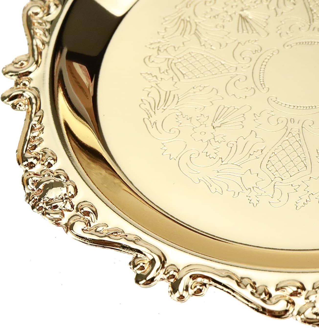 Quluxe Vintage Round Metal Food Serving Tray-Mini 4"+Large 10" Plates
