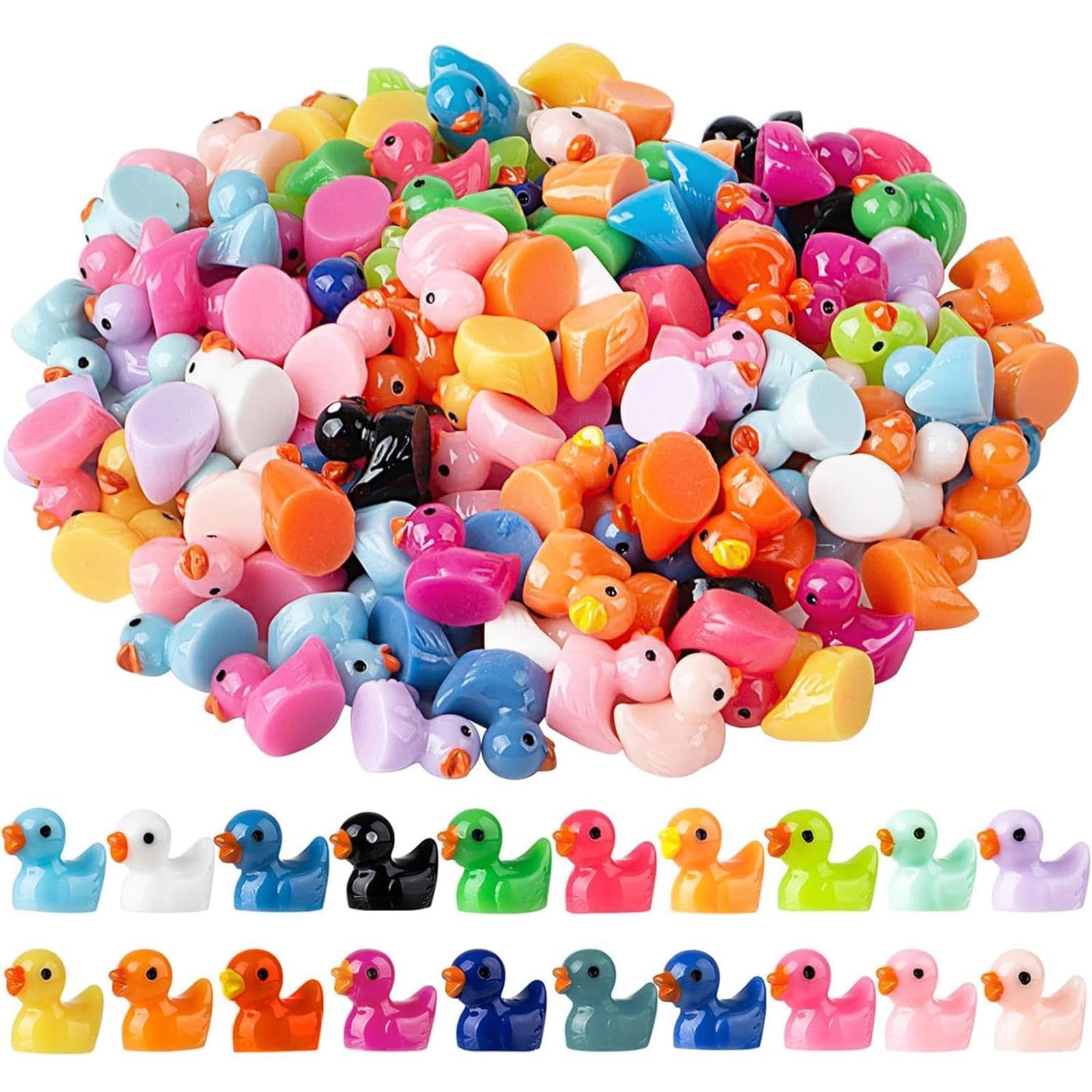 Diinokiy 200 Pcs Mini Resin Duck Colorful Miniature Figures - dollhouse accessories | Mubboo