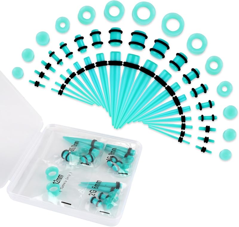 Kit para expansão de orelhas Okxiri com 50 peças, expansores de acrílico de 14G a 00G
