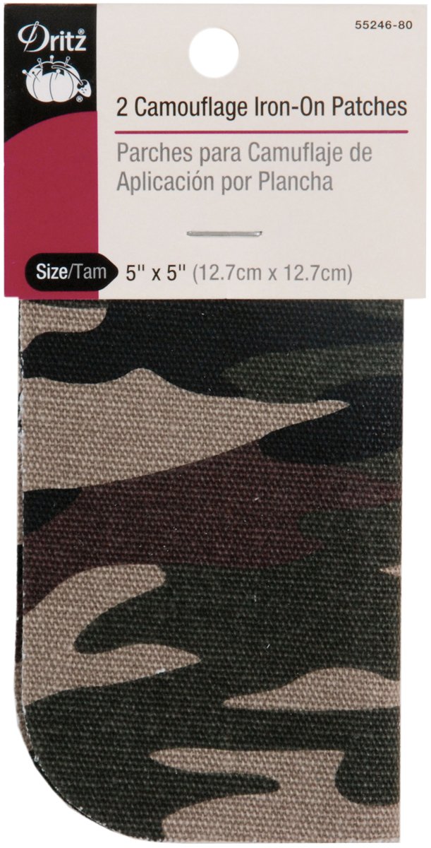 Dritz Iron-On Patches, 5 x 5-Inch (2-Count), Camouflage Green, 2