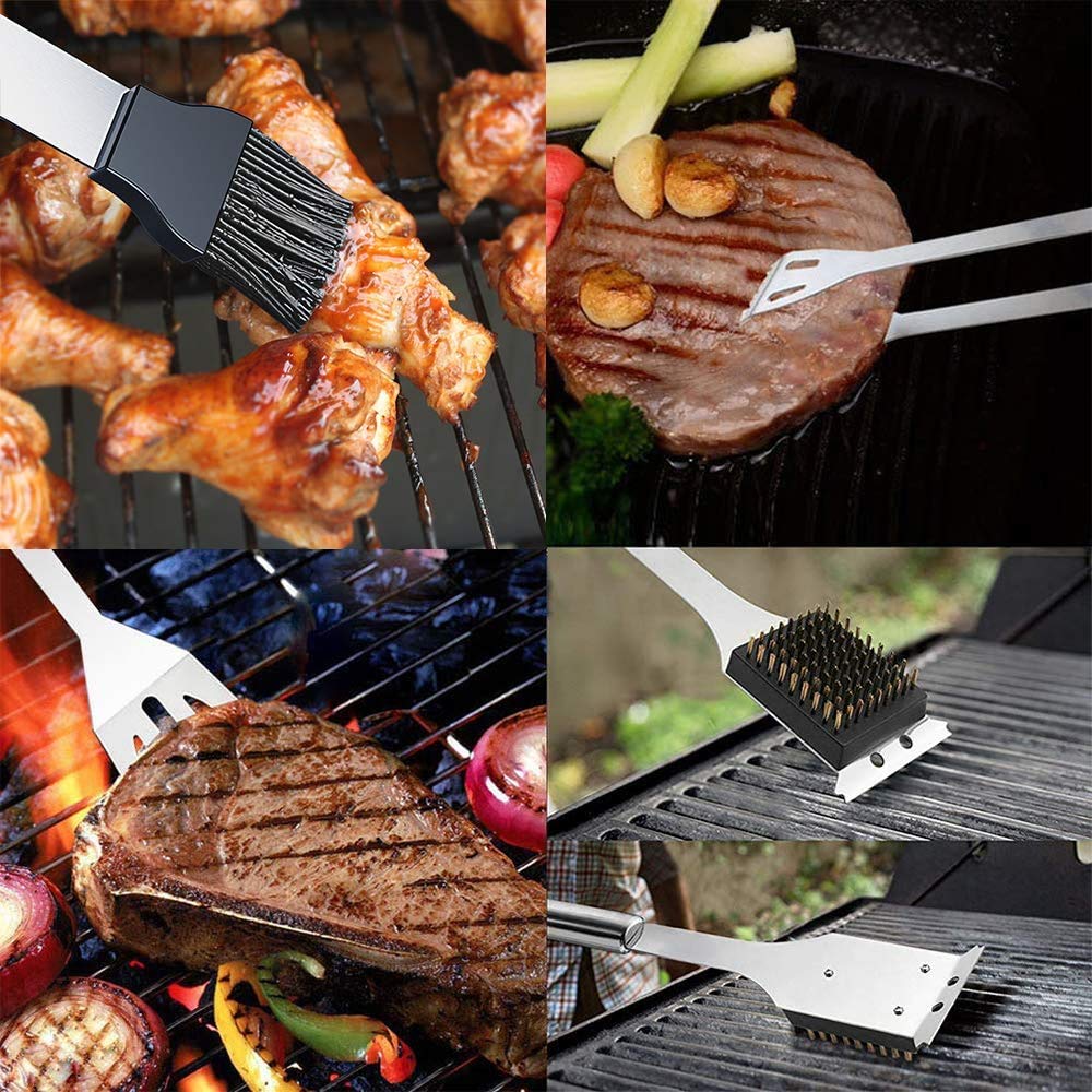 Zestaw narzędzi do grillowania, zestaw z termometrem i rękawicami na kemping, do kuchni, grillowania