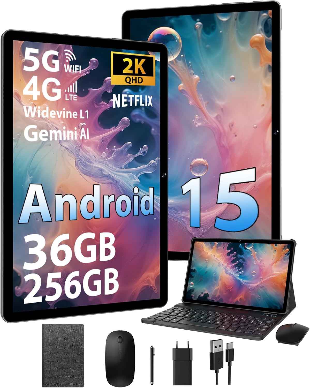 DEEMWOLF Android 15 Tablet 11 Inch With sim Card Slot,Gaming/Office Tablets 5G WiFi,Octa-Core,36GB RAM+256GB ROM (TF 1TB)/9580mAh/20W/13+8MP/Face ID/TÜV/GMS/BT5.0/3-Year Warranty,Black DEEMWOLF Android 15 Tablet 11 Inch With sim Card Slot,Gaming/Office Tablets 5G WiFi,Octa-Core,36GB RAM+256GB ROM (TF 1TB)/9580mAh/20W/13+8MP/Face ID/TÜV/GMS/BT5.0/3-Year Warranty,Black