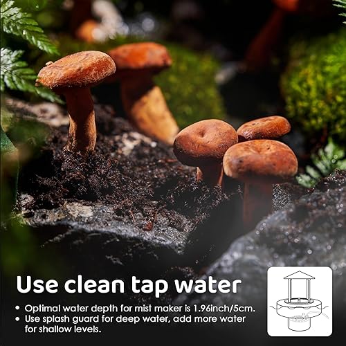 Vista 5 de Mxmoonant 11.8 fl oz/H ultrasónico niebla fabricante nebulizador metal atomizador con protector de salpicaduras extraíble para fuente de agua