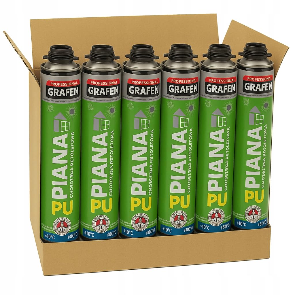 Lot de 6 x 750 ml de mousse de montage en polyuréthane pour pistolet à mousse - Mousse isolante pour montage sur fenêtre et porte - Pour pistolet à mousse - Dosage précis et utilisable jusqu'à